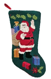 Weihnachten Klettstrumpf Weihnachtsmann Geschenke rot Samt Rückseite 18" - Bild 1 von 6