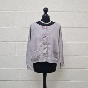 Out of Xile Jacket Size 2 UK 12 Oversized Linen Silk Short Long Sleeve Pockets - Picture 1 of 12