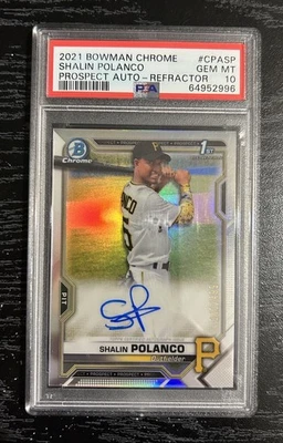 2021 Bowman Chrome Shalin Polanco 1st Bowman Auto Refractor /499 PSA 10 - Image 1 of 2
