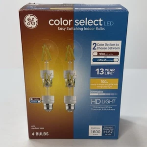 GE Color Select LED Light Bulbs, 100 Watt, A21 Bulbs Soft/Day Medium Base 4 Pack - Picture 1 of 7