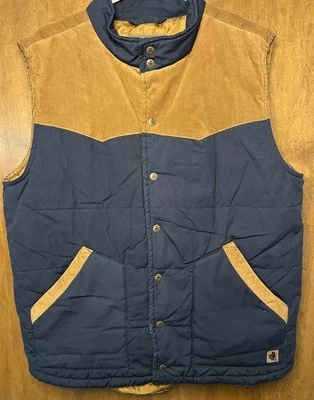 Legendary Stockyards Brown Blue Snap Up Shotgun Ranchers Vest Size Men’s XLT - Image 1 of 4