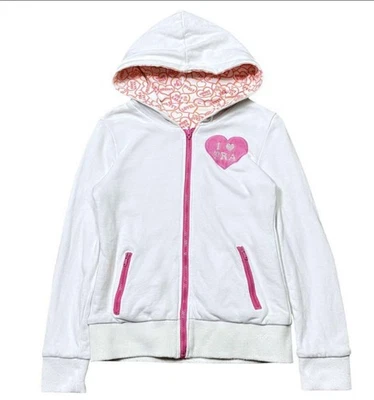 Sudadera con Capucha Lisa Reversible Pequeña Rosa Estampado Corazón Kawaii Himekaji Jfashion Cremallera Foto 1 de 4