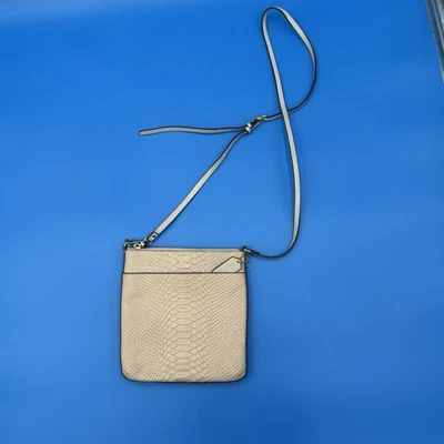 Coach Python Print Leather Crossbody Messenger Bag Light Beige Adjustable Strap - Image 1 of 4