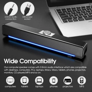 USB Powered Wired PC Computer Speakers Stereo Speaker for Laptop Desktop PC - Picture 1 of 9