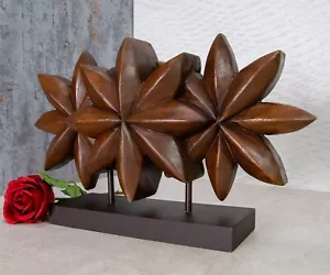 Deko Skulptur Holz Blumen Figur Tischdeko Akazie braun abstrakt Objekt 40cm - Bild 1 von 3