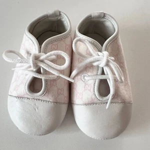 Gucci GG Pink/White Baby Shoes Size 17 10.5cm W/Storage bag L6 - Picture 1 of 5