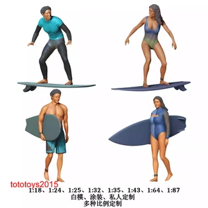 DIY 1/64 1/87 Surfing men Girl Scene Miniature Figures Doll For Car Vehicles Toy - Picture 1 of 14