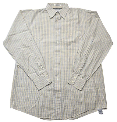 Camisa informal Burberry's Of London para hombre 15-34 algodón manga larga azul amarillo cuadros Foto 1 de 4