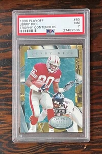 Jerry Rice 1996 Playoff TROPHY CONTENDERS - #80 - PSA 7 - POP 1 - NONE higher - Picture 1 of 2