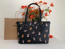 NWT Coach CM189 Disney X Coach Gallery Tote With Holiday Print Black Multi