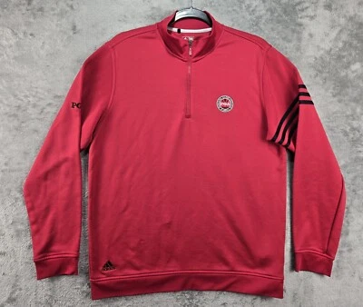 Adidas Golf PGA Climalite Men's Medium Stretch Red 1/4 Zip Pullover Training - Imagem 1 de 4