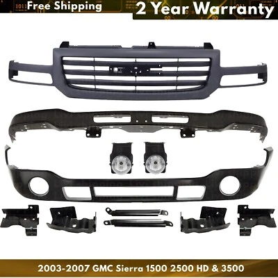 Front Bumper Primed & Fog Light Kit For 2003-2007 GMC Sierra 1500 2500 HD & 3500 - Image 1 of 4