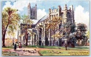 Postcard Canterbury Cathedral Kent England from South East posted 1914 - Picture 1 of 2