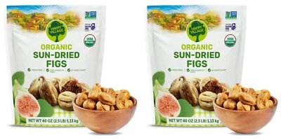2 PACK - Happy Village Organic Sun Dried Smyrna Figs 40 Oz New Free Shipping - Image 1 of 4