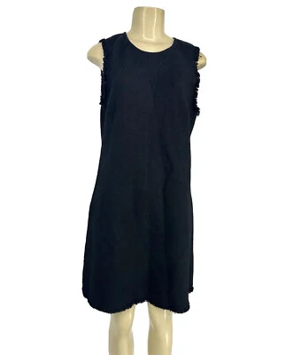 Ann Taylor Size 10 Black Basketweave Shift Career Dress Fringe Trim Formal 15-15 - Изображение 1 из 4