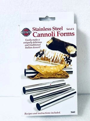 "Juego de 4 paquetes de forma de cannoli de acero inoxidable Norpro - tubos de mascarpone de pastelería 5,75""" Foto 1 de 4