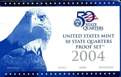 2004-S US Mint State Quarter Proof Set 5 Coins CN CLAD 20uwh0720 - Image 1 of 3