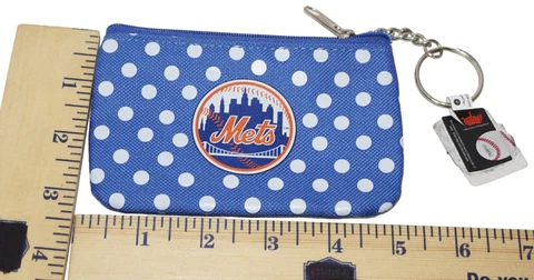 NY New York Mets MLB Baseball - Small Zipper Coin Money Purse Wallet + Keychain Cover