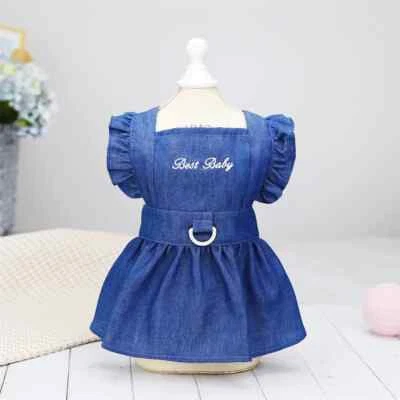 Pet Dog Denim Princess Dress Pet Clothes Small Dog Skirt Soft Costume Coat  - Image 1 of 4