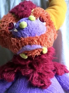 Manhatten Toy Monster Alien Stuffed Animal Plush Furry Happy Purple Orange Horns - Picture 1 of 9