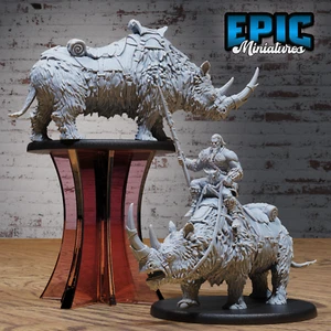 Woolly Rhino Mount | 28mm Dungeons and Dragons Miniatures | Tabletop Games - Picture 1 of 10