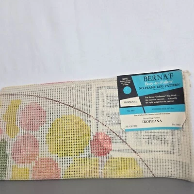 Vintage 1900s Bernat No-Frame Quiliting Rug Pattern Tropicana 38" Crafting - Image 1 of 4