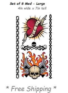 Disfraz de lujo para motociclista con tatuaje temporal fuera de la ley calavera pala ángeles infernales accesorio - Imagen 1 de 4