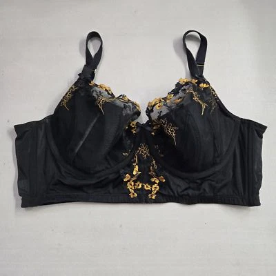 Sujetador Cacique Mujer 40D Negro Floral Ligeramente Forrado Balconette Francés LEER Foto 1 de 4