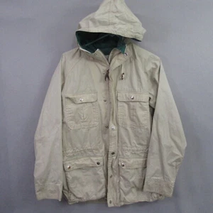 Burton Mens Field Utility Jacket M Beige Hooded Full Zip Snap Nylon Lined - Picture 1 of 13