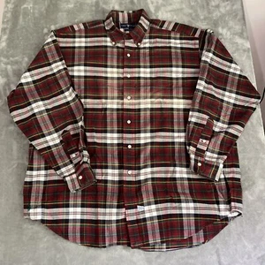 Ralph Lauren The Big Oxford Button Down Shirt Mens Large Red & Green Plaid - Ink - Picture 1 of 10