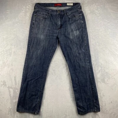 Vintage Guess Jeans Mens 32x30 Blue Straight Crescent Fit Y2K Baggy Triangle - Image 1 of 4