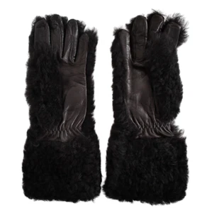 🆕️$750 BOTTEGA VENETA Brown LEATHER & TEDDY SHEARLING Women's Gloves 7 - Picture 1 of 11