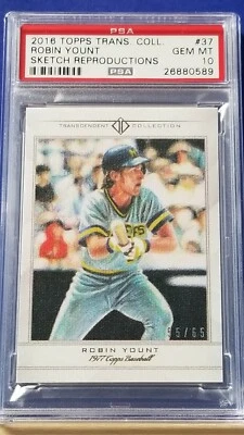 Robin Yount - 2016 Topps Transcendent Sketch  PSA 10  #55/65    - Image 1 of 2