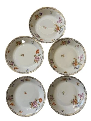 HUTSCHENREUTHER Bavaria 5 cuencos de cereales rollos dorados spray floral HUT2995 Foto 1 de 4