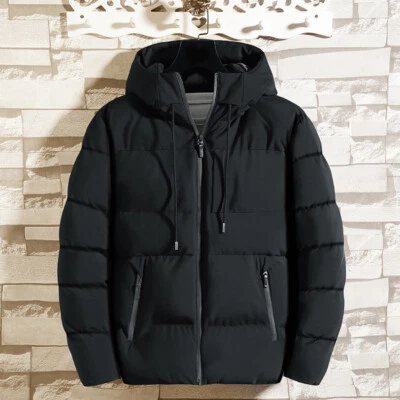 Winter Men Warm Duck Down Jacket Ski Snow Thick Hooded Puffer Coat Parka Quilte, - Image 1 of 4