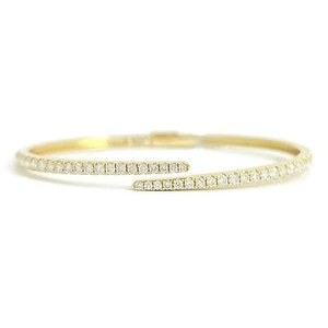 Bypass Claw Diamond Bangle Bracelet 14K Yellow Gold, 1.55 CTW - Picture 1 of 7