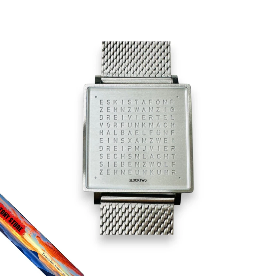 QLOCKTWO QW35DEBRBMBRN Text Zeitanzeige Digital Herren Armbanduhr Modernes... - Bild 1 von 3