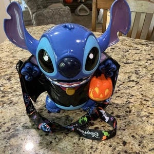 Disney World Land Parks Halloween Stitch Vampire Pumpkin Popcorn Bucket 2024 - Picture 1 of 4
