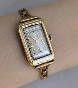 ANTIQUE ELGIN WIND UP Women's WATCH - 12K GOLD Plated For Parts Or Repair  - Picture 1 of 10