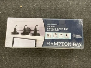 Hampton Bay Elmcroft 29 in. 3-Light Matte Black Farmhouse Vanity Light 5-Piece - Picture 1 of 8