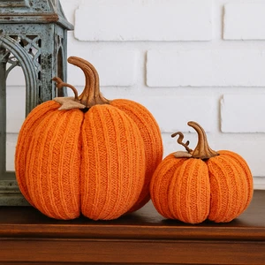 Artificial Pumpkin Halloween Decoration Autumn Fabric Orange Fall Table Decor - Picture 1 of 60