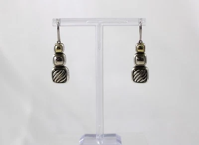 David Yurman Sterling & 18K Gold Three Drop Chicklet Dangle Earrings - Image 1 of 4