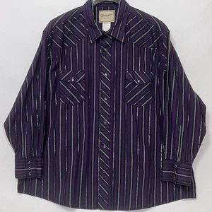 Wrangler Herren 3XL Western Wear Druckknopf lila schwarz silber Akzent Langarm Hemd - Bild 1 von 7