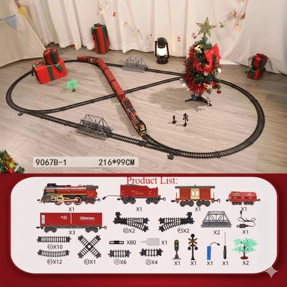 Christmas Train Toy Set Remote Control with Smoke Lights & Sound | FREE SHIPPING - Image 1 of 4