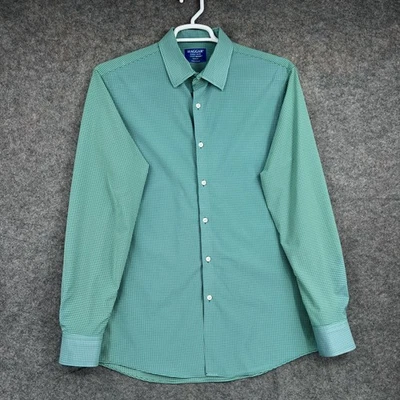 Camisa Haggar Camisa Abotonada Hombres 16-16.5 Verde Cuadros Calce Ajustado Cuadros Manga Larga Foto 1 de 4
