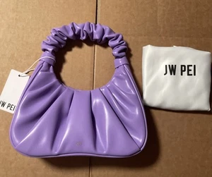 JW PEI Gabbi Ruched Hobo Shoulder Bag Purple Hand Purse Casual Party Wedding - Picture 1 of 12
