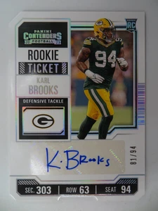 Boleto de novato Contenders 2023 Karl Brooks automático 81/94 #247 Green Bay Packers - Imagen 1 de 3