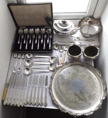 ANTIGUA TETERA BANDEJA PARA SERVIR TETERA WALKER & HALL PLATEADA VINTAGE Foto 1 de 4