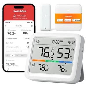 SwitchBot WiFi Innen Außen Thermometer Messgerät Pro Pack mit Außen Messgerät -P16 - Bild 1 von 12