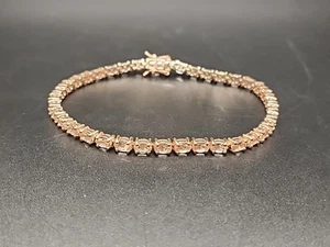 Bracciale Tennis 8" Argento Placcato 18K RG Pesca Morganite 5,98ctw JTV OAH171-8 - Foto 1 di 13